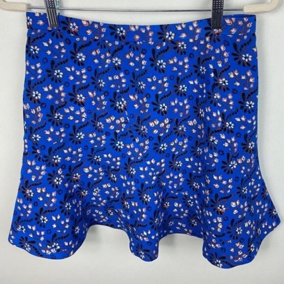 J Crew Bandana Print Flutter Mini Skirt Vintage Scarf Blue Size 2 Bohemian Boho - Picture 8 of 9